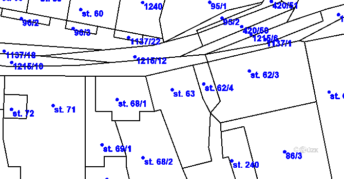 Parcela st. 63 v KÚ Maršovice u Benešova, Katastrální mapa