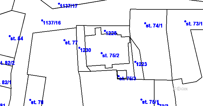 Parcela st. 75/2 v KÚ Maršovice u Benešova, Katastrální mapa