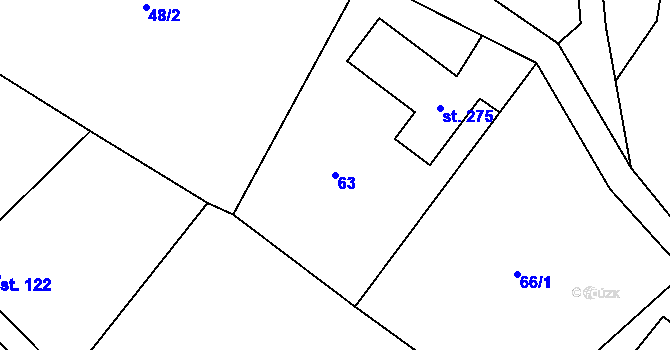 Parcela st. 63 v KÚ Maršovice u Benešova, Katastrální mapa