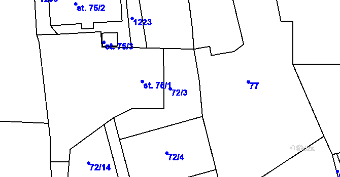 Parcela st. 72/3 v KÚ Maršovice u Benešova, Katastrální mapa