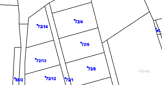 Parcela st. 72/5 v KÚ Maršovice u Benešova, Katastrální mapa