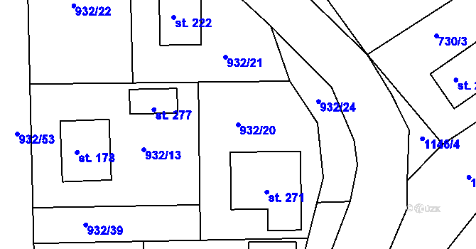Parcela st. 932/20 v KÚ Maršovice u Benešova, Katastrální mapa