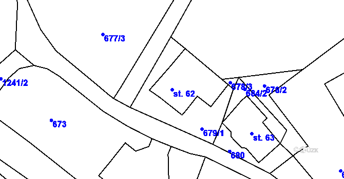 Parcela st. 62 v KÚ Dalešice u Jablonce nad Nisou, Katastrální mapa