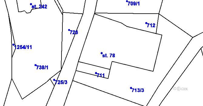 Parcela st. 78 v KÚ Dalešice u Jablonce nad Nisou, Katastrální mapa