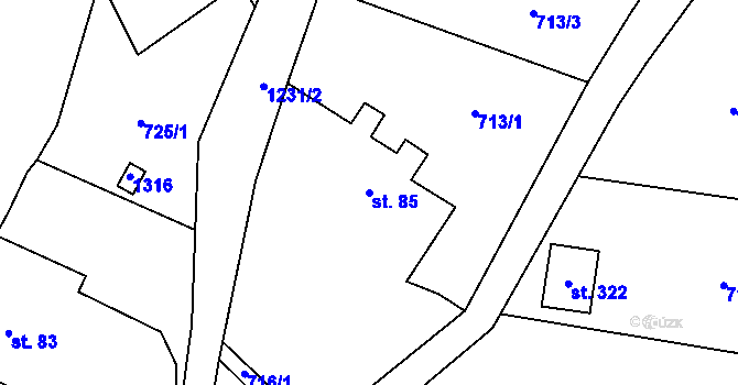Parcela st. 85 v KÚ Dalešice u Jablonce nad Nisou, Katastrální mapa