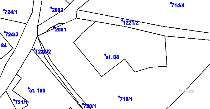 Parcela st. 88 v KÚ Dalešice u Jablonce nad Nisou, Katastrální mapa