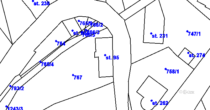 Parcela st. 95 v KÚ Dalešice u Jablonce nad Nisou, Katastrální mapa