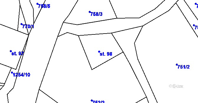 Parcela st. 98 v KÚ Dalešice u Jablonce nad Nisou, Katastrální mapa