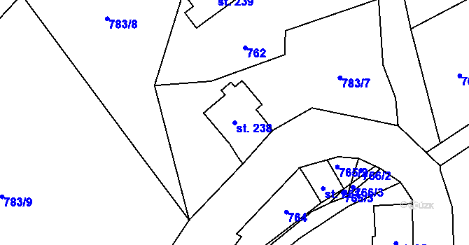 Parcela st. 238 v KÚ Dalešice u Jablonce nad Nisou, Katastrální mapa