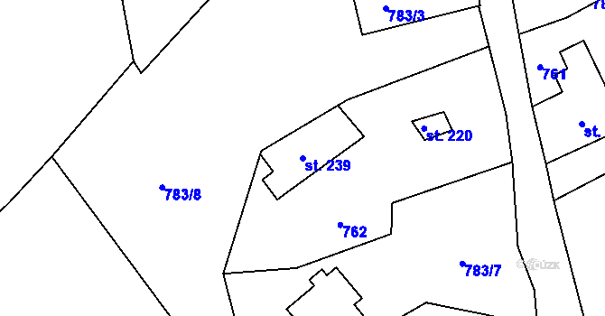 Parcela st. 239 v KÚ Dalešice u Jablonce nad Nisou, Katastrální mapa