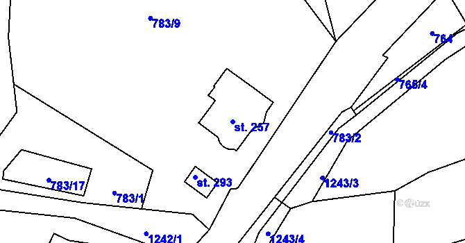 Parcela st. 257 v KÚ Dalešice u Jablonce nad Nisou, Katastrální mapa