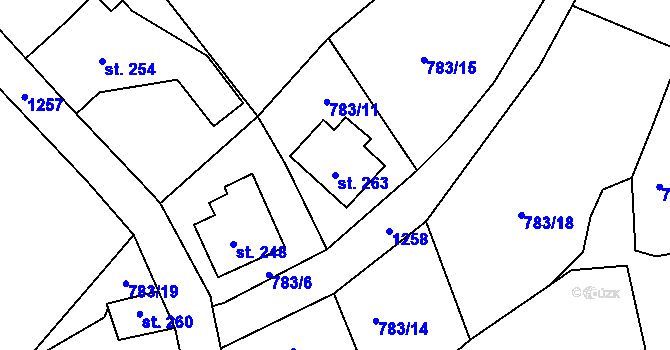 Parcela st. 263 v KÚ Dalešice u Jablonce nad Nisou, Katastrální mapa