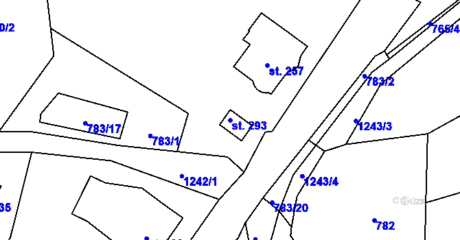 Parcela st. 293 v KÚ Dalešice u Jablonce nad Nisou, Katastrální mapa