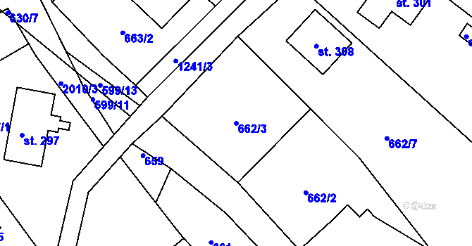 Parcela st. 662/3 v KÚ Dalešice u Jablonce nad Nisou, Katastrální mapa