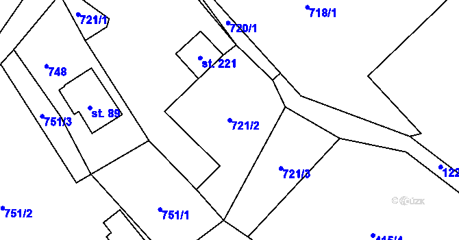 Parcela st. 721/2 v KÚ Dalešice u Jablonce nad Nisou, Katastrální mapa