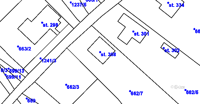 Parcela st. 308 v KÚ Dalešice u Jablonce nad Nisou, Katastrální mapa