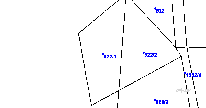 Parcela st. 822/1 v KÚ Dalešice u Jablonce nad Nisou, Katastrální mapa