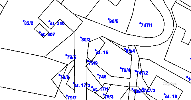 Parcela st. 16 v KÚ Maršovice u Jablonce nad Nisou, Katastrální mapa