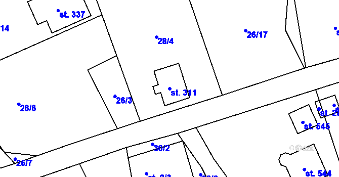 Parcela st. 311 v KÚ Maršovice u Jablonce nad Nisou, Katastrální mapa