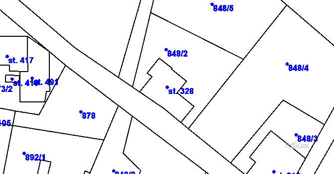 Parcela st. 328 v KÚ Maršovice u Jablonce nad Nisou, Katastrální mapa