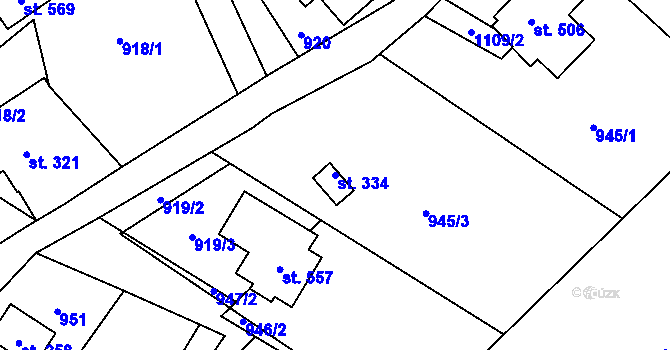 Parcela st. 334 v KÚ Maršovice u Jablonce nad Nisou, Katastrální mapa