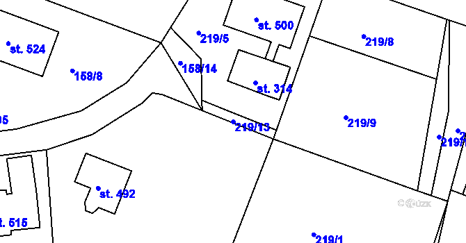 Parcela st. 219/13 v KÚ Maršovice u Jablonce nad Nisou, Katastrální mapa