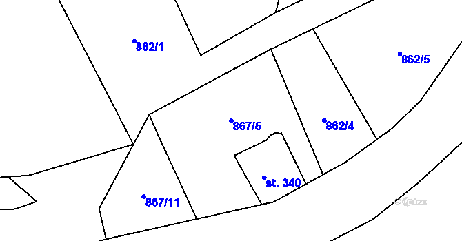 Parcela st. 867/5 v KÚ Maršovice u Jablonce nad Nisou, Katastrální mapa