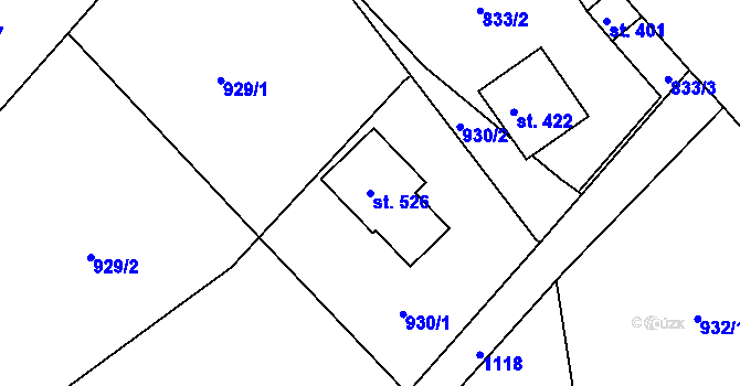 Parcela st. 526 v KÚ Maršovice u Jablonce nad Nisou, Katastrální mapa