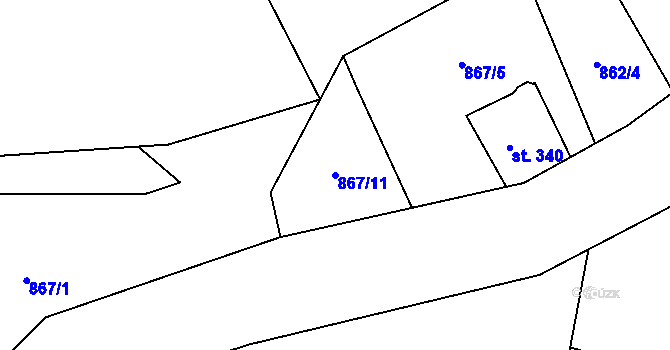 Parcela st. 867/11 v KÚ Maršovice u Jablonce nad Nisou, Katastrální mapa