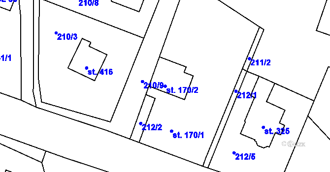 Parcela st. 170/2 v KÚ Maršovice u Jablonce nad Nisou, Katastrální mapa