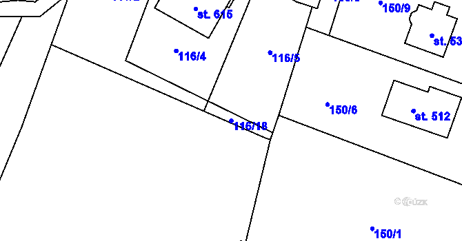Parcela st. 116/18 v KÚ Maršovice u Jablonce nad Nisou, Katastrální mapa