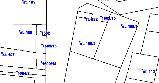 Parcela st. 109/3 v KÚ Charvatce u Martiněvsi, Katastrální mapa