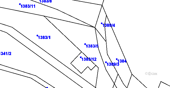 Parcela st. 1383/5 v KÚ Charvatce u Martiněvsi, Katastrální mapa