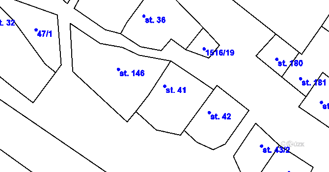 Parcela st. 41 v KÚ Martiněves u Libochovic, Katastrální mapa