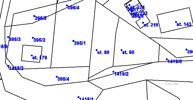 Parcela st. 89 v KÚ Beztahov, Katastrální mapa