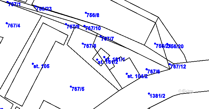 Parcela st. 161/1 v KÚ Beztahov, Katastrální mapa