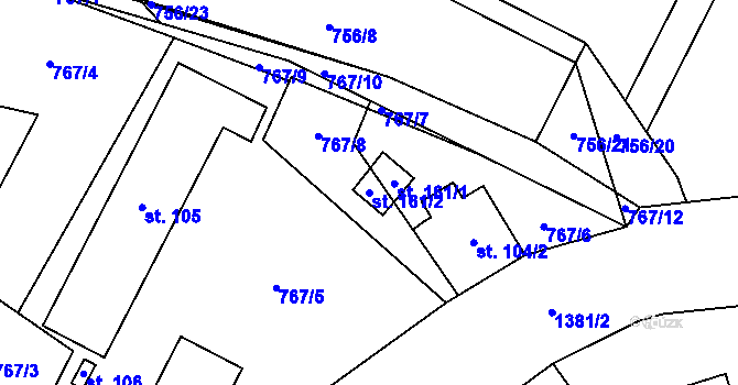 Parcela st. 161/2 v KÚ Beztahov, Katastrální mapa