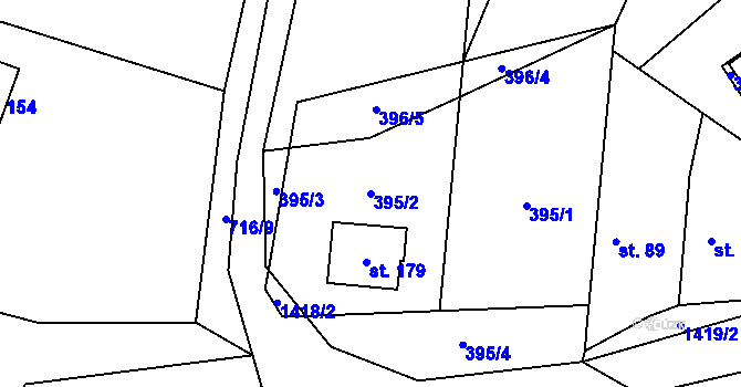 Parcela st. 395/2 v KÚ Beztahov, Katastrální mapa