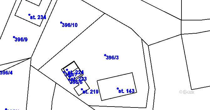 Parcela st. 396/3 v KÚ Beztahov, Katastrální mapa