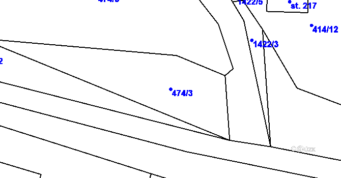 Parcela st. 474/3 v KÚ Beztahov, Katastrální mapa