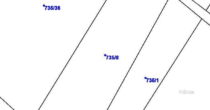 Parcela st. 735/8 v KÚ Beztahov, Katastrální mapa