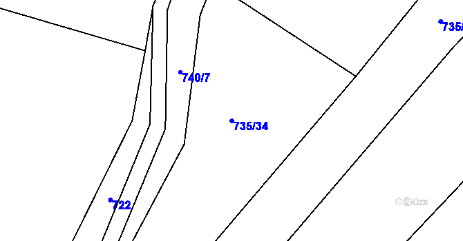 Parcela st. 735/34 v KÚ Beztahov, Katastrální mapa