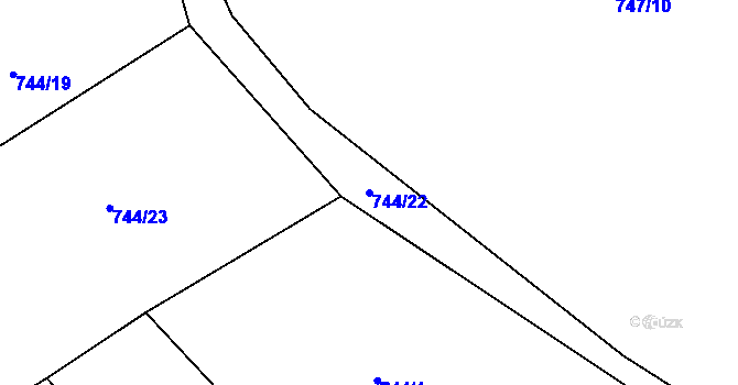 Parcela st. 744/22 v KÚ Beztahov, Katastrální mapa