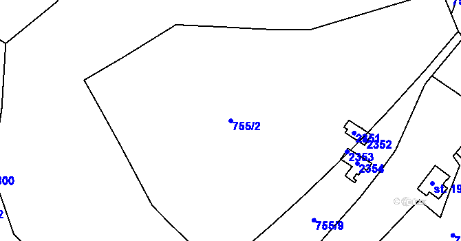 Parcela st. 755/2 v KÚ Beztahov, Katastrální mapa