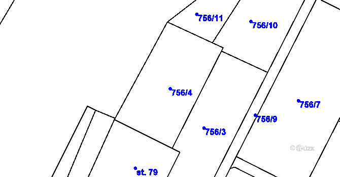 Parcela st. 756/4 v KÚ Beztahov, Katastrální mapa