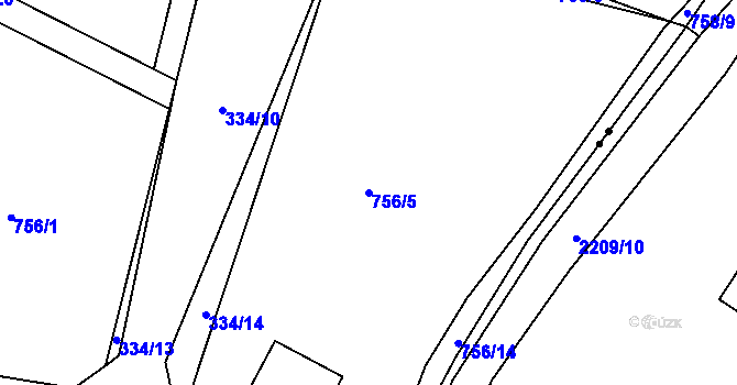 Parcela st. 756/5 v KÚ Beztahov, Katastrální mapa