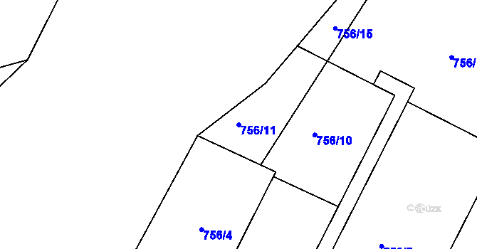 Parcela st. 756/11 v KÚ Beztahov, Katastrální mapa