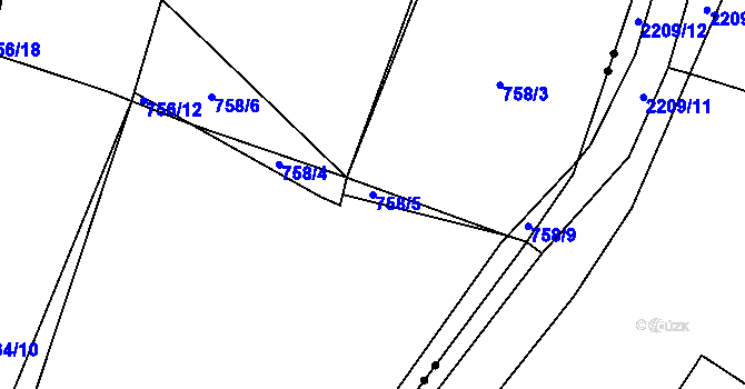 Parcela st. 758/5 v KÚ Beztahov, Katastrální mapa