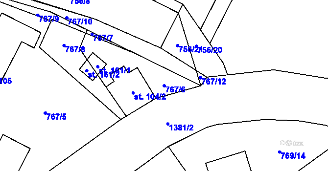 Parcela st. 767/6 v KÚ Beztahov, Katastrální mapa