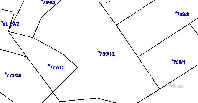 Parcela st. 769/12 v KÚ Beztahov, Katastrální mapa